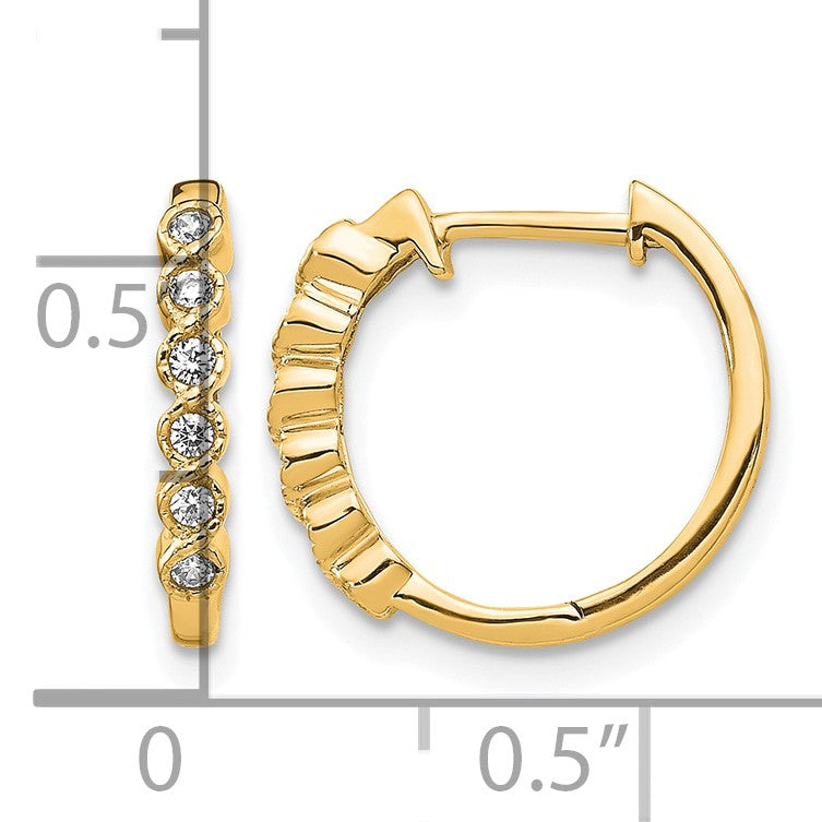 14k 1/8 carat Diamond Hinged Hoop Earrings