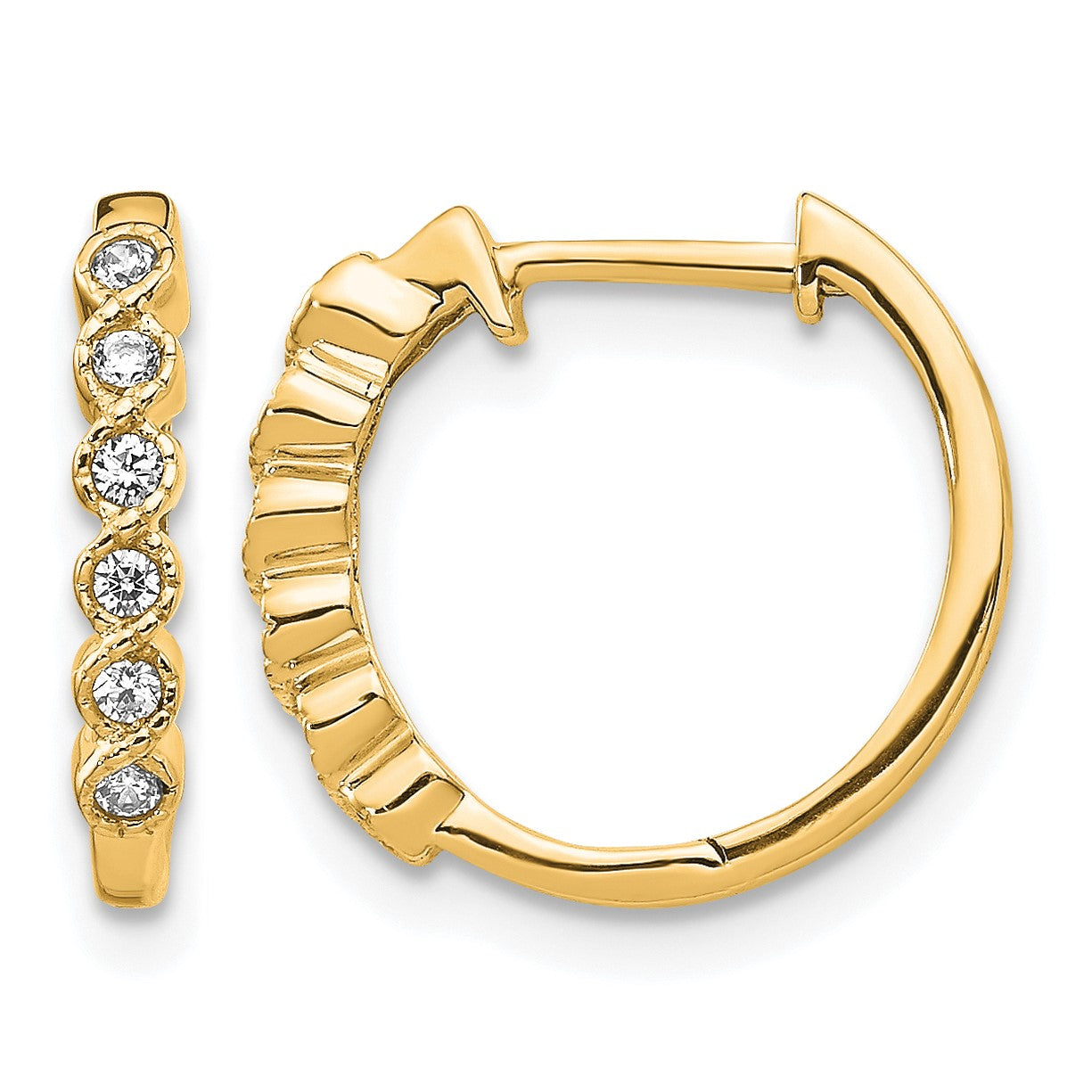 14k 1/8 carat Diamond Hinged Hoop Earrings