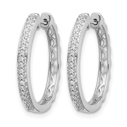 14k White Gold 1/6 carat Diamond 2mm Hinged Hoop Earrings