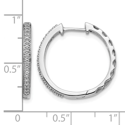 14k White Gold 1/6 carat Diamond 2mm Hinged Hoop Earrings