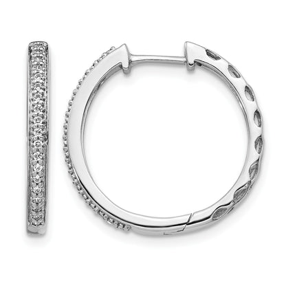 14k White Gold 1/6 carat Diamond 2mm Hinged Hoop Earrings