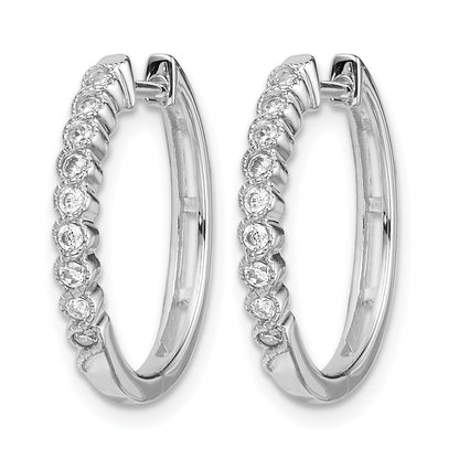 14k White Gold 1/4 carat Diamond Hinged Hoop Earrings