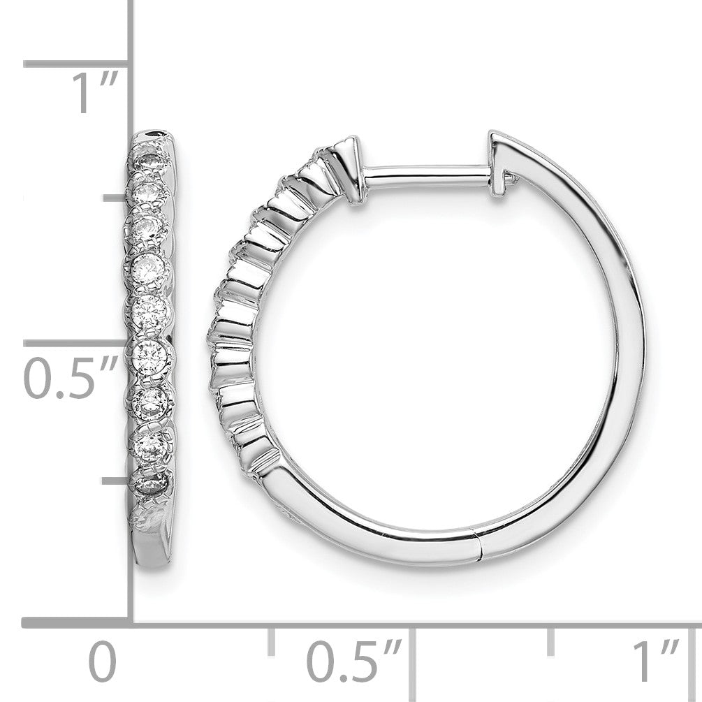 14k White Gold 1/4 carat Diamond Hinged Hoop Earrings