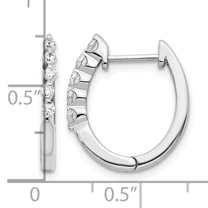 14k White Gold 1/4 carat Diamond Hinged Hoop Earrings