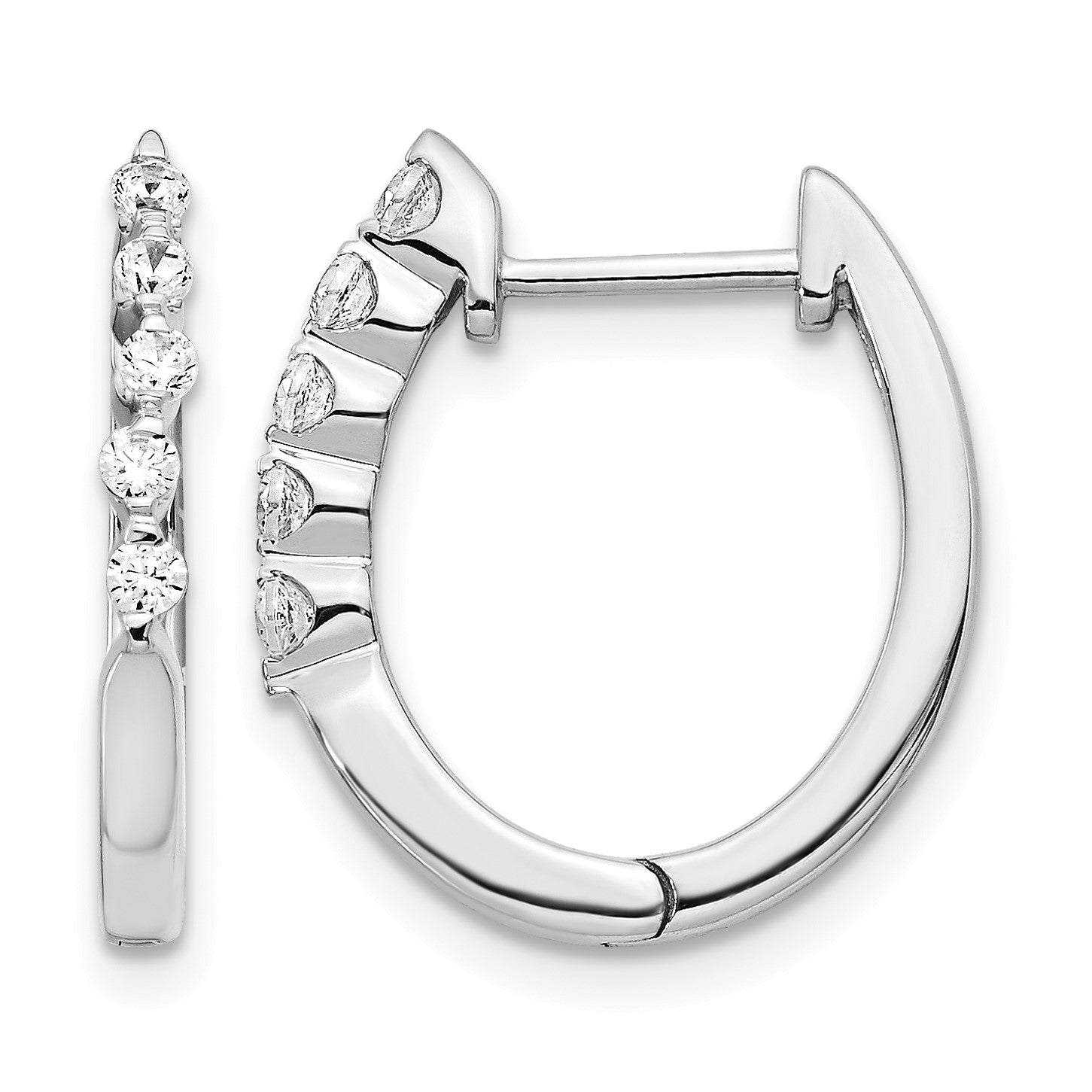 14k White Gold 1/4 carat Diamond Hinged Hoop Earrings