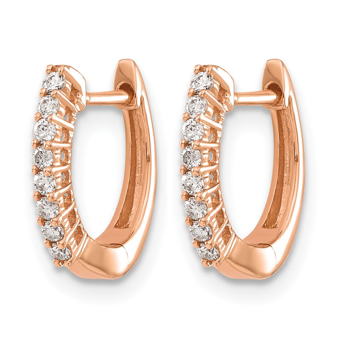 14k Rose Gold 1/6 carat Diamond Hinged Hoop Earrings