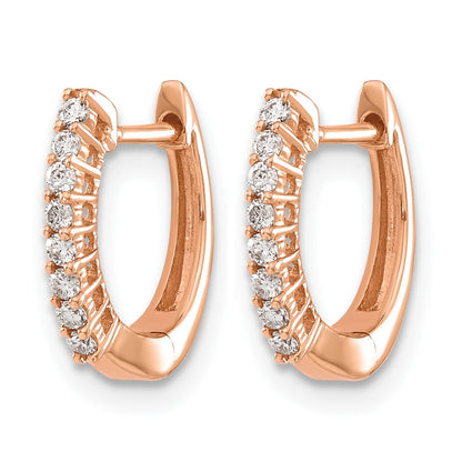 14k Rose Gold 1/6 carat Diamond Hinged Hoop Earrings