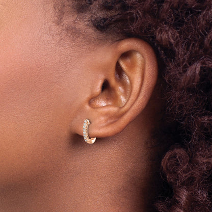 14k Rose Gold 1/6 carat Diamond Hinged Hoop Earrings