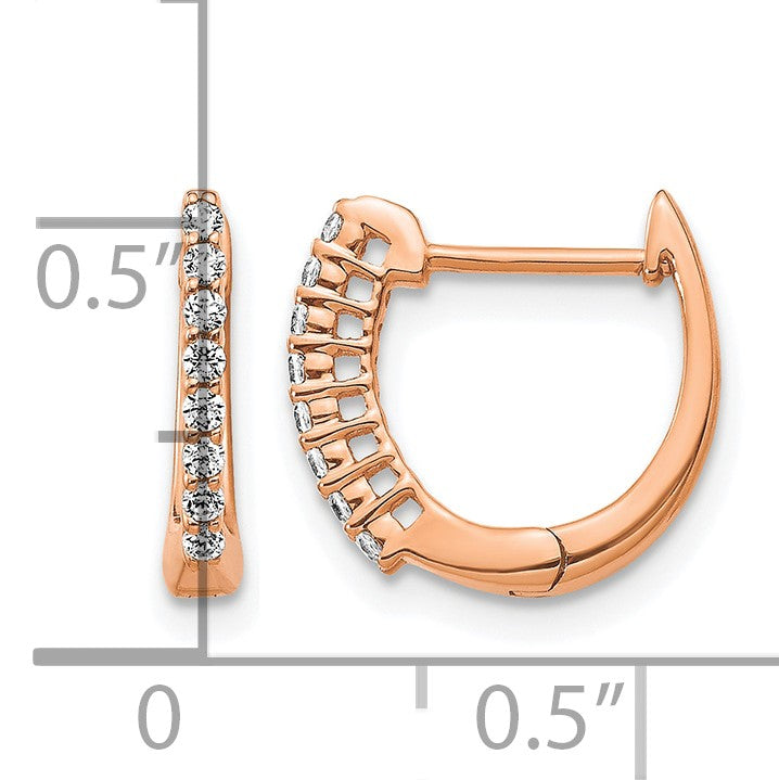 14k Rose Gold 1/6 carat Diamond Hinged Hoop Earrings