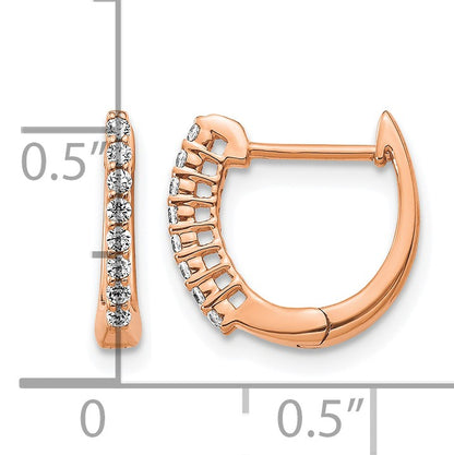 14k Rose Gold 1/6 carat Diamond Hinged Hoop Earrings