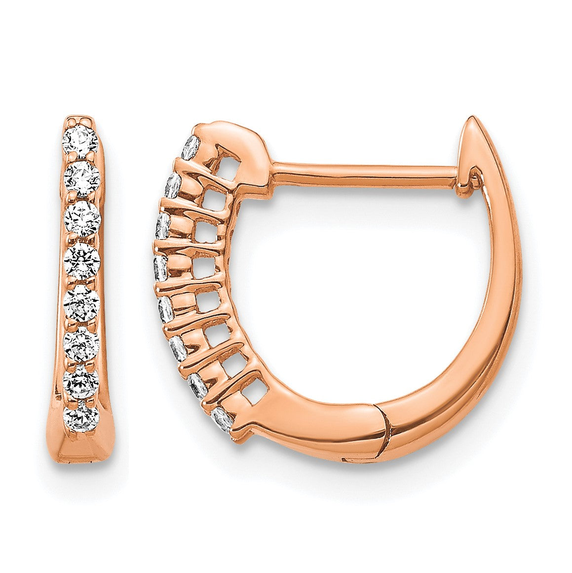14k Rose Gold 1/6 carat Diamond Hinged Hoop Earrings