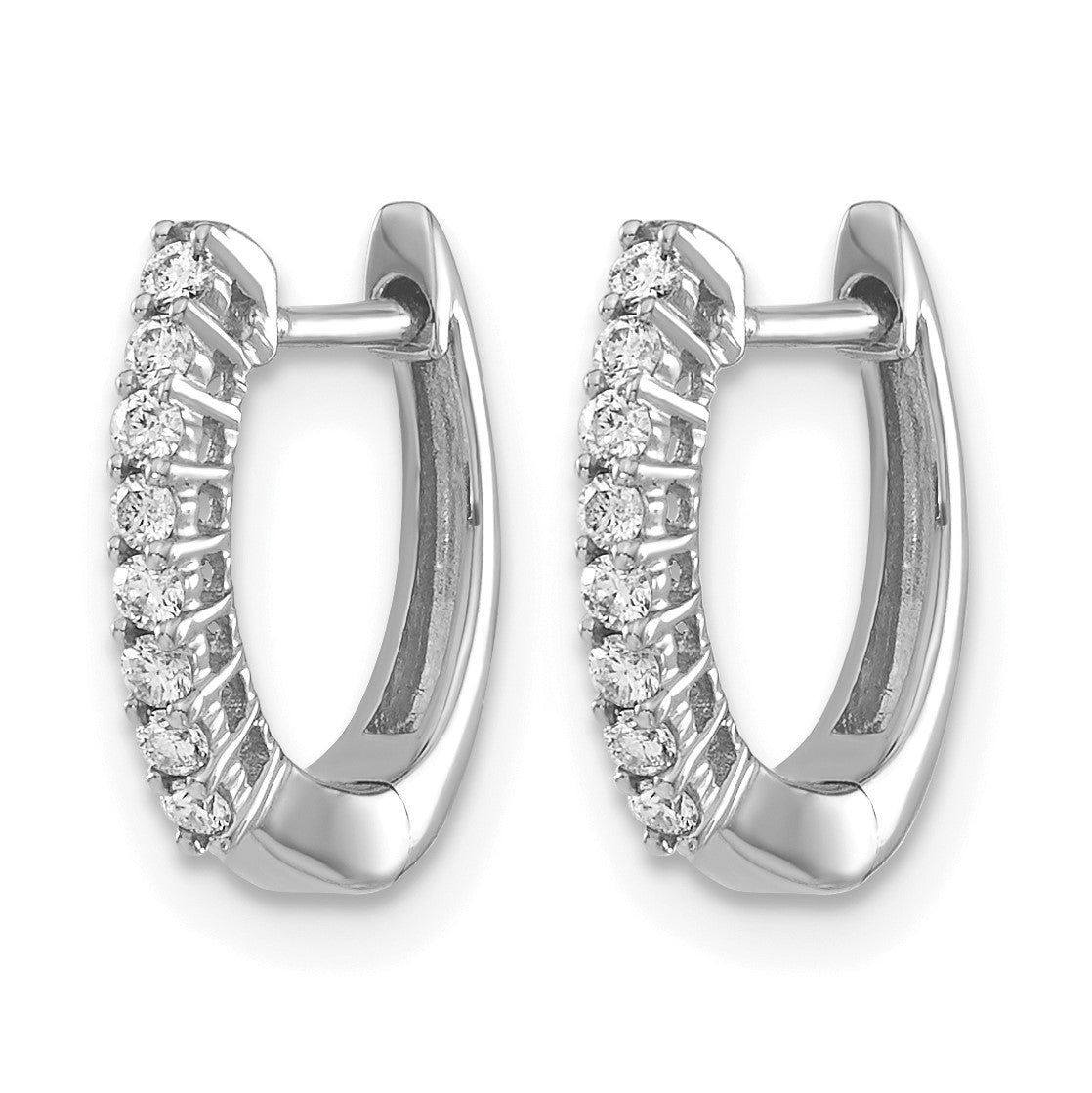 14k White Gold 1/6 carat Diamond Hinged Hoop Earrings
