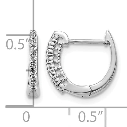 14k White Gold 1/6 carat Diamond Hinged Hoop Earrings