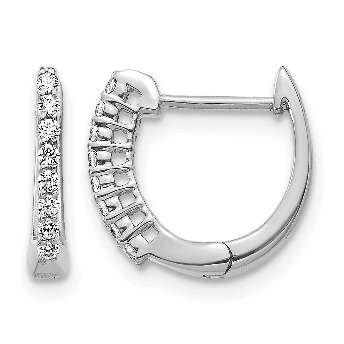 14k White Gold 1/6 carat Diamond Hinged Hoop Earrings