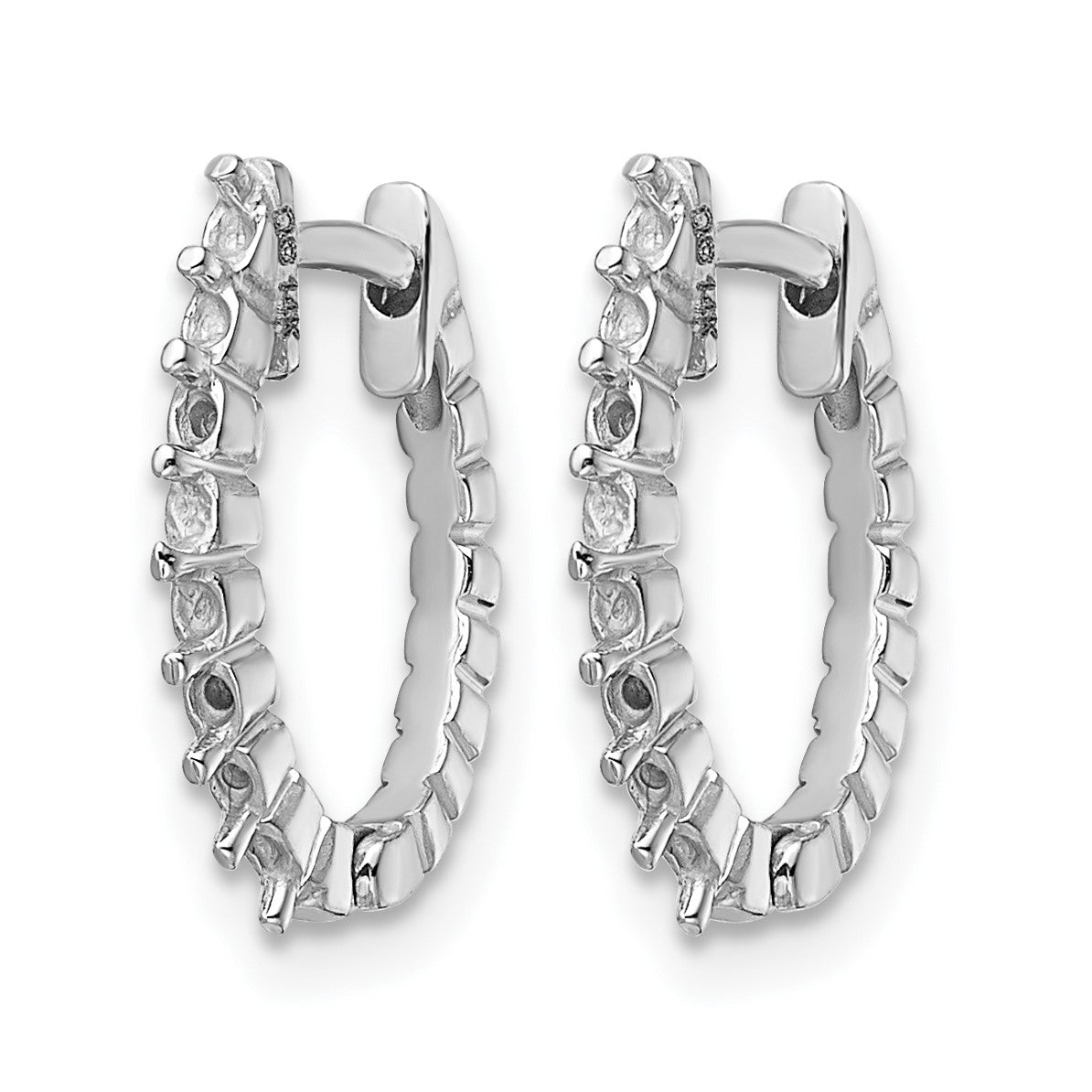 14k White Gold (Holds 16-1.5mm Round) Hinged Hoop Earring Mountings
