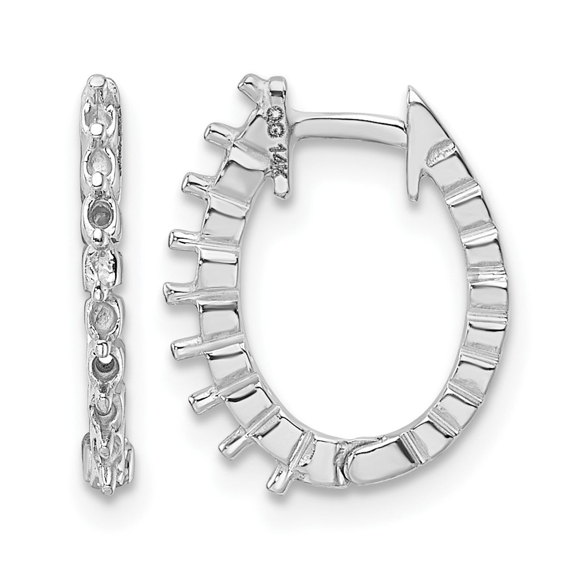 14k White Gold (Holds 16-1.5mm Round) Hinged Hoop Earring Mountings