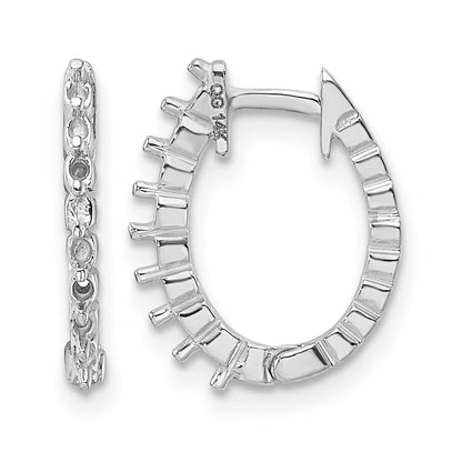 14k White Gold (Holds 16-1.5mm Round) Hinged Hoop Earring Mountings