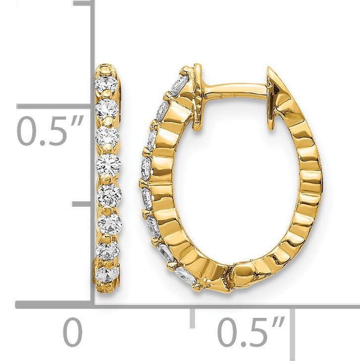 14k 1/4 carat AA Diamond Hinged Hoop Earrings