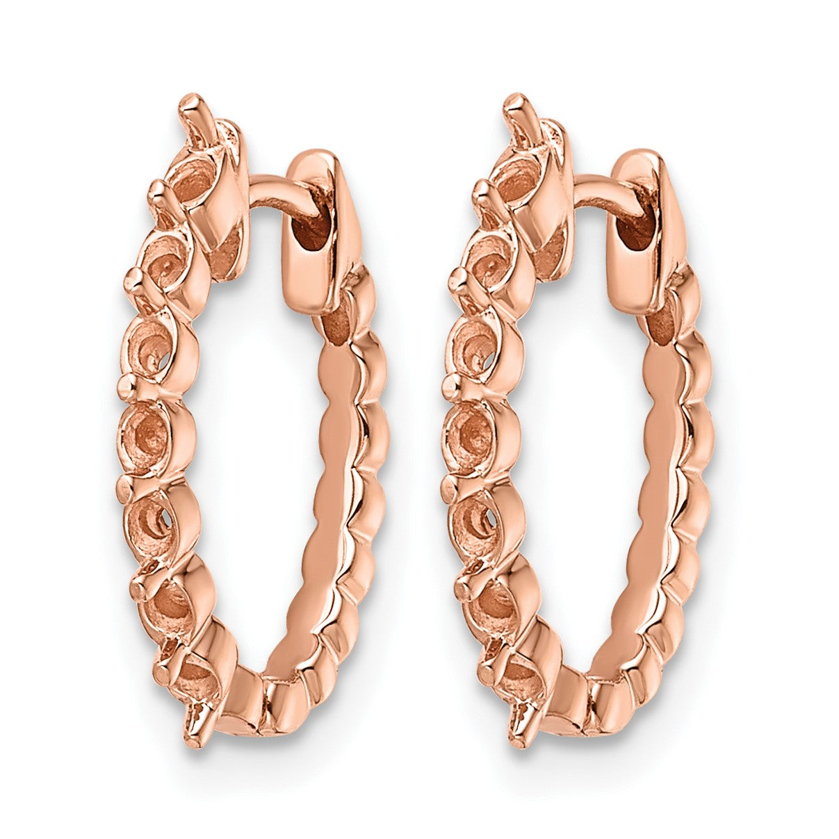 14k Rose Gold (Holds 14-2.0mm Round) Hinged Hoop Earring Mountings