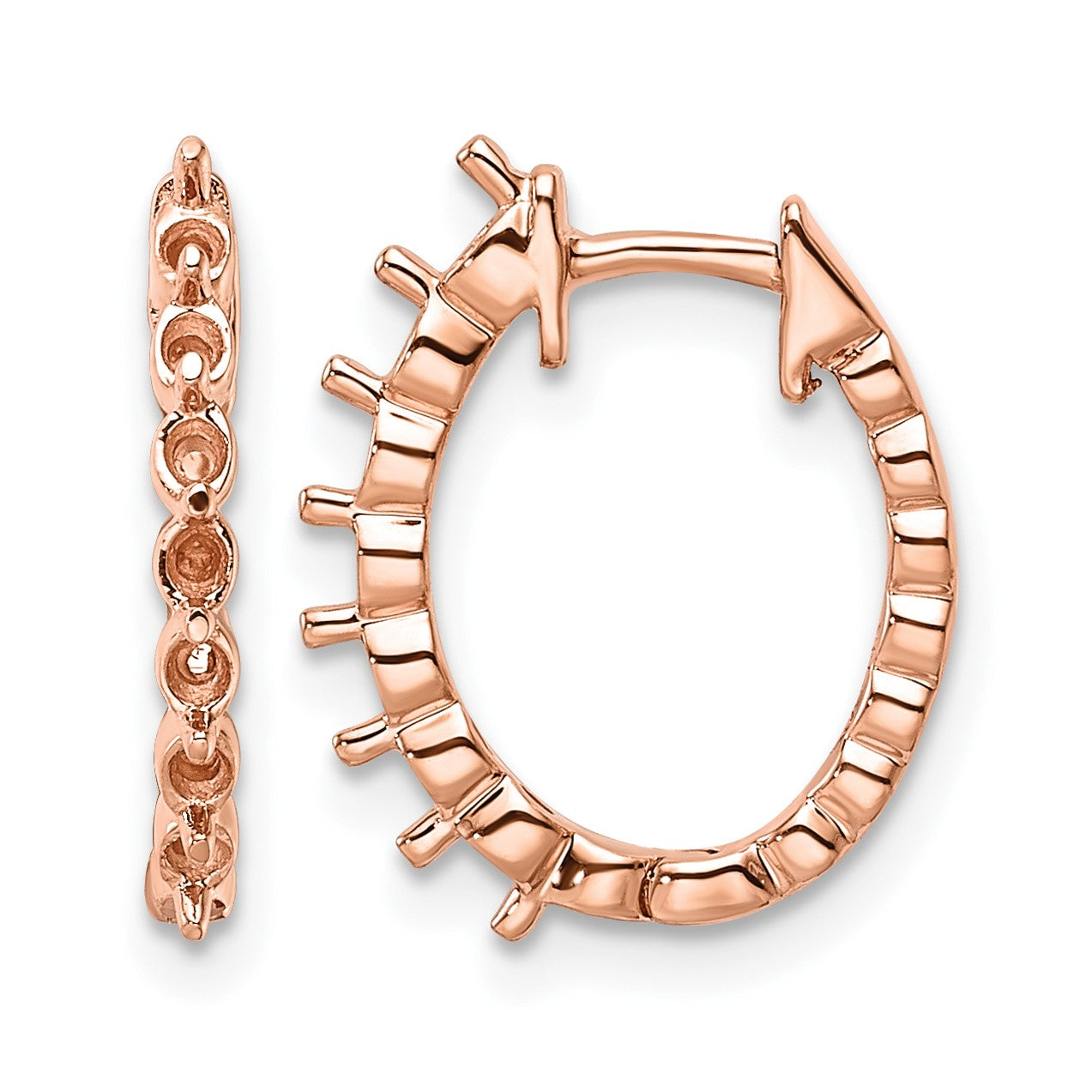 14k Rose Gold (Holds 14-2.0mm Round) Hinged Hoop Earring Mountings