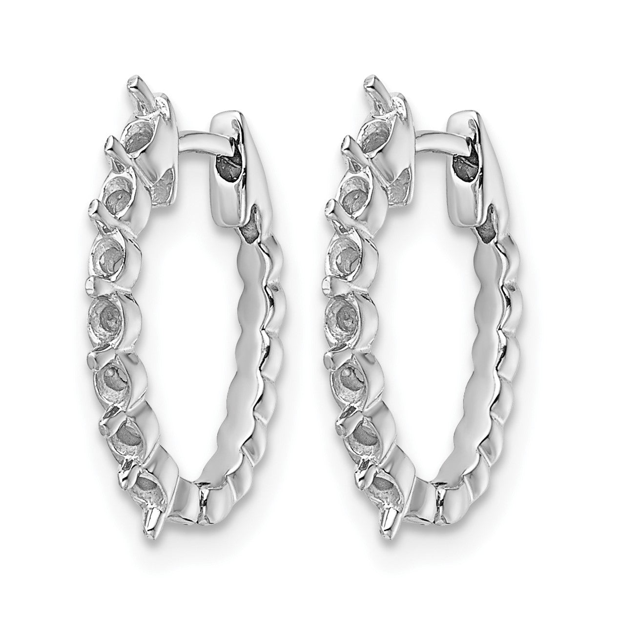 14k White Gold (Holds 14-2.0mm Round) Hinged Hoop Earring Mountings