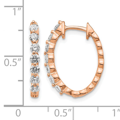 14k Rose Gold 3/4 carat AA Diamond Hinged Hoop Earrings