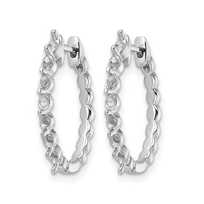 14k White Gold (Holds 14-2.3mm Round) Hinged Hoop Earring Mountings