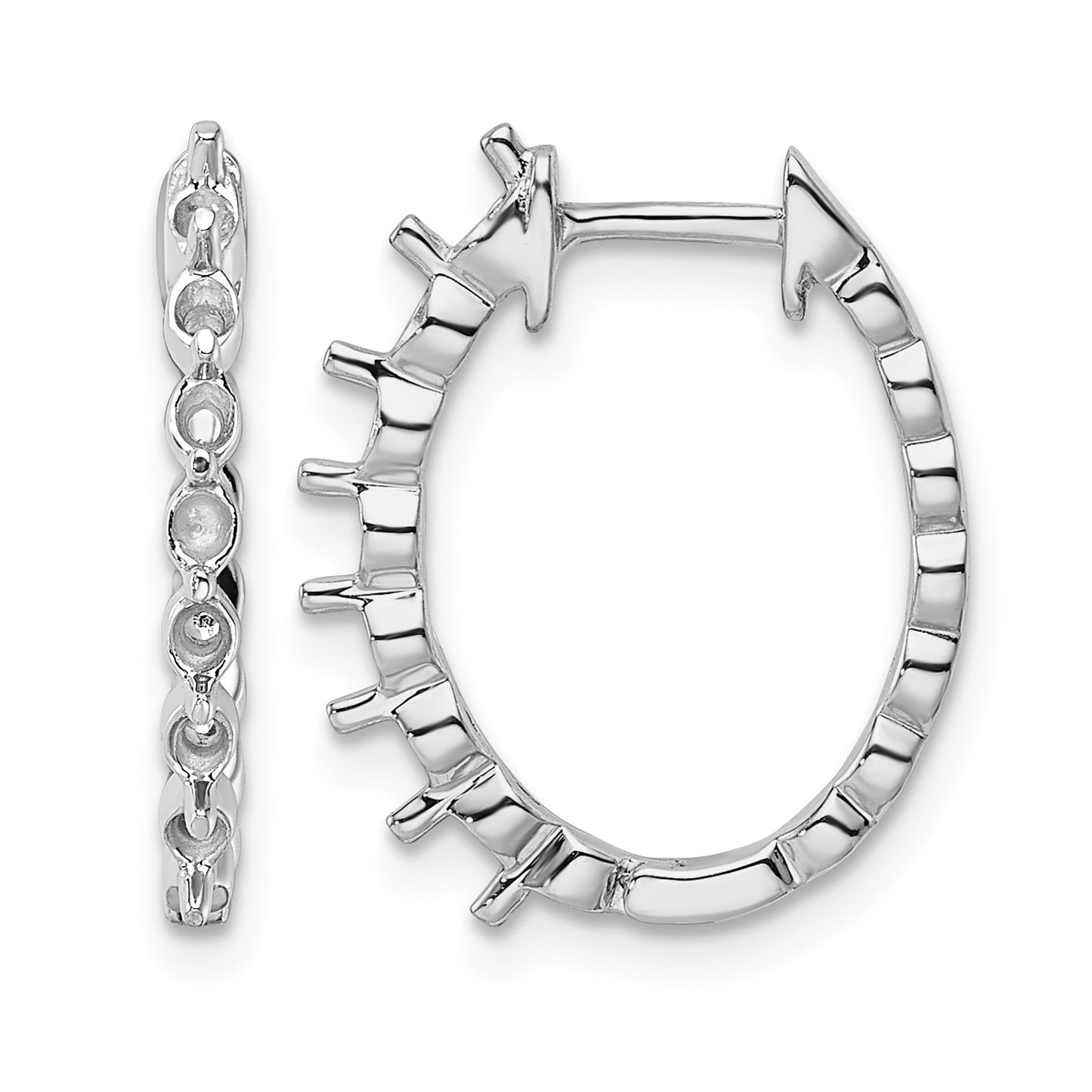 14k White Gold (Holds 14-2.3mm Round) Hinged Hoop Earring Mountings
