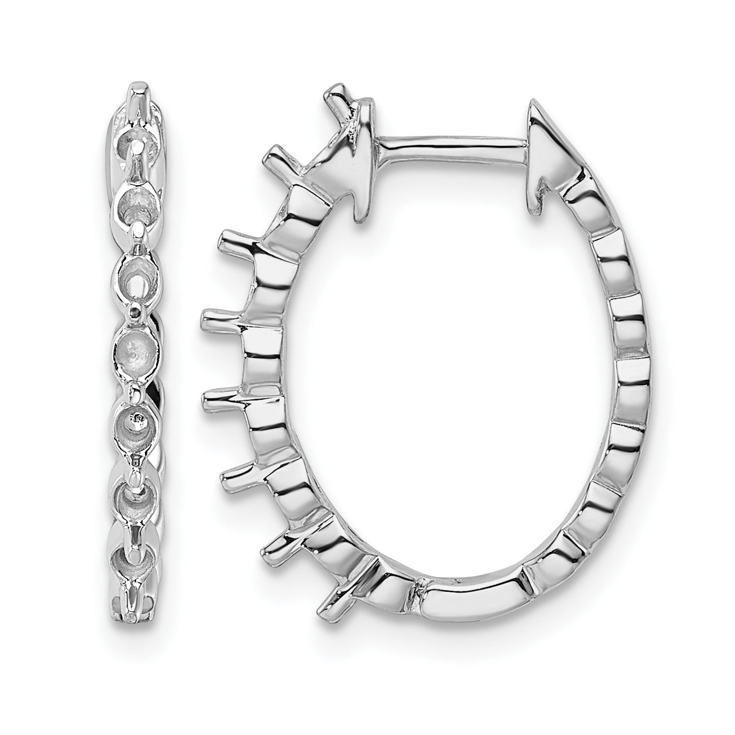 14k White Gold (Holds 14-2.3mm Round) Hinged Hoop Earring Mountings