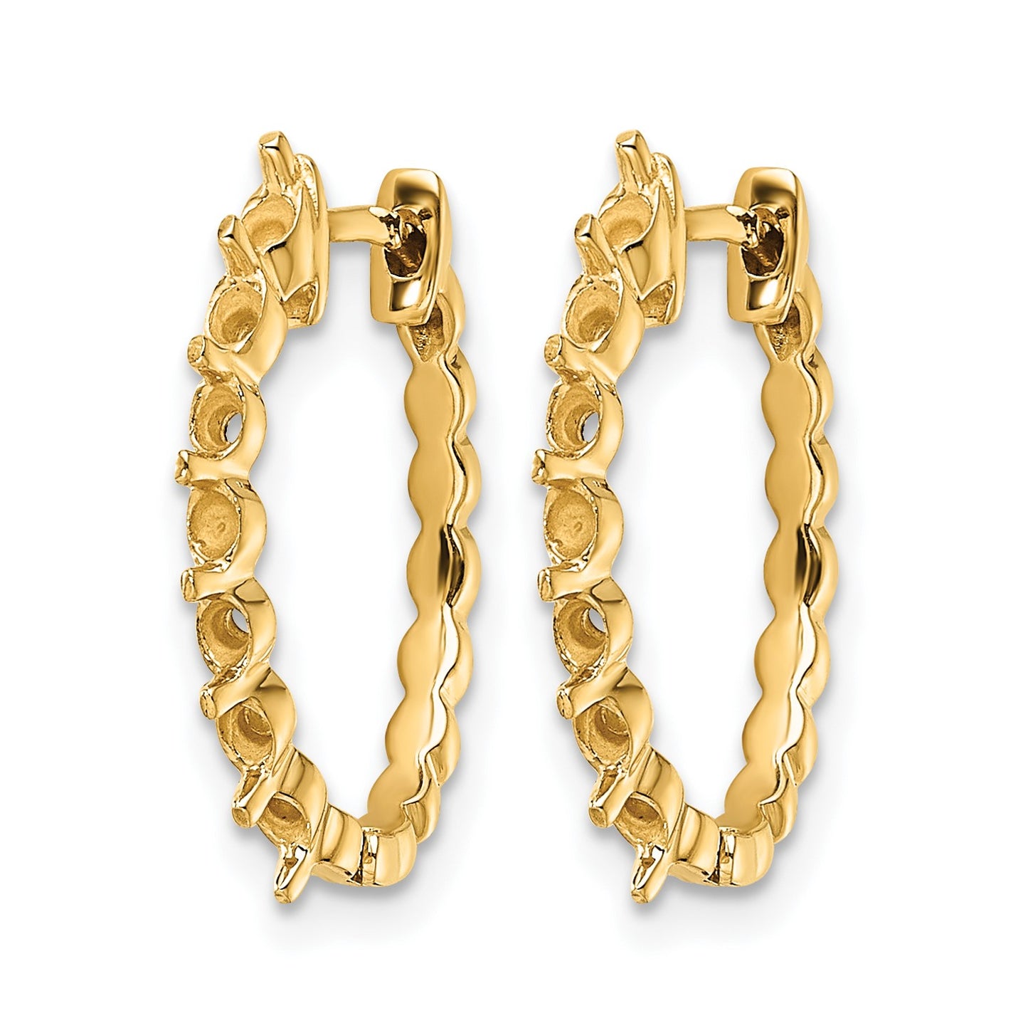 14k (Holds 14-2.3mm Round) Hinged Hoop Earring Mountings