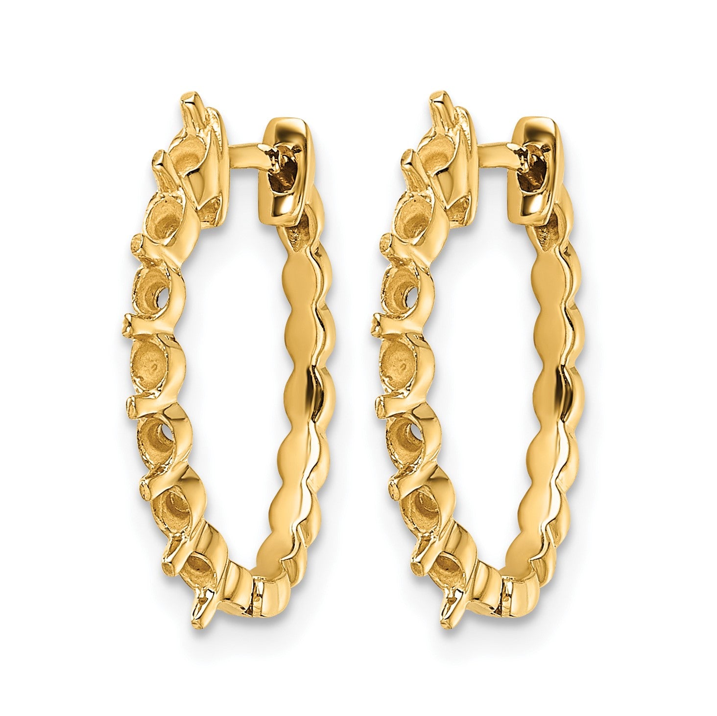 14k (Holds 14-2.3mm Round) Hinged Hoop Earring Mountings