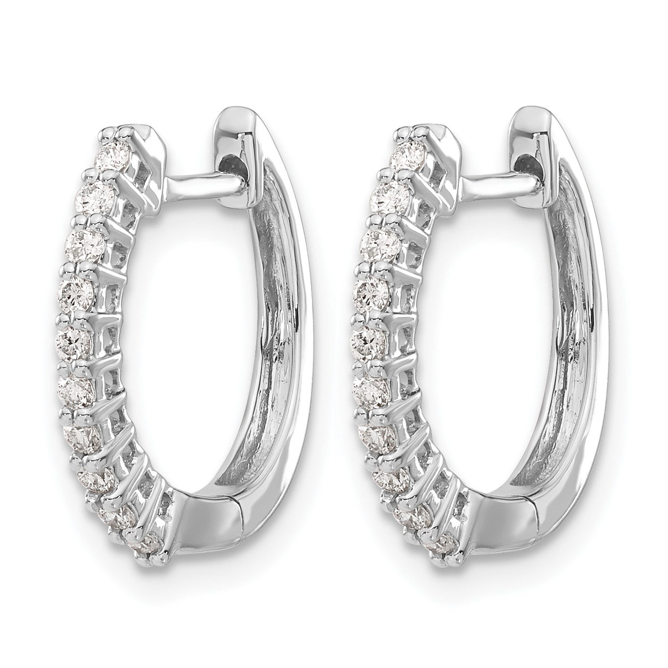 14k White Gold 1/4 carat Diamond Hinged Hoop Earrings