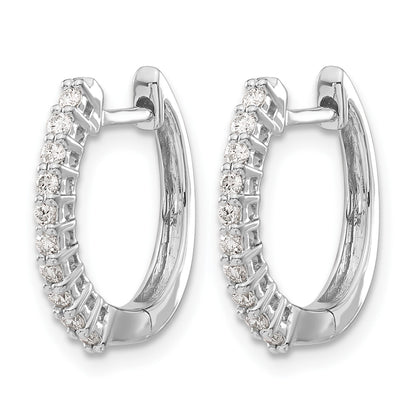 14k White Gold 1/4 carat Diamond Hinged Hoop Earrings