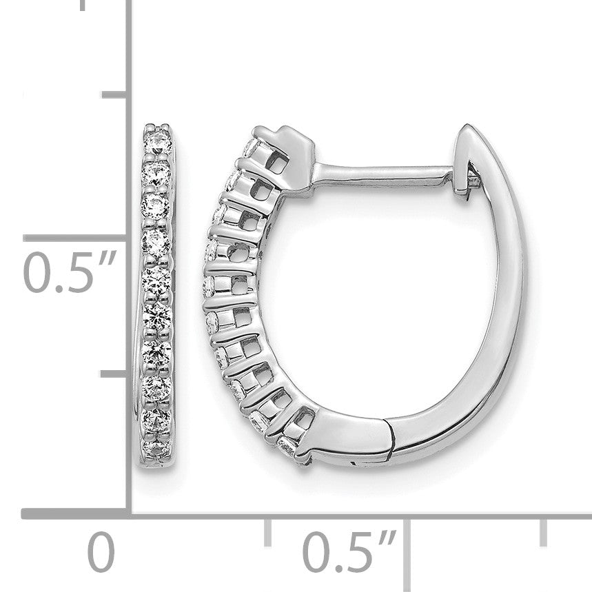 14k White Gold 1/4 carat Diamond Hinged Hoop Earrings