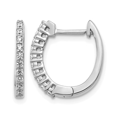 14k White Gold 1/4 carat Diamond Hinged Hoop Earrings