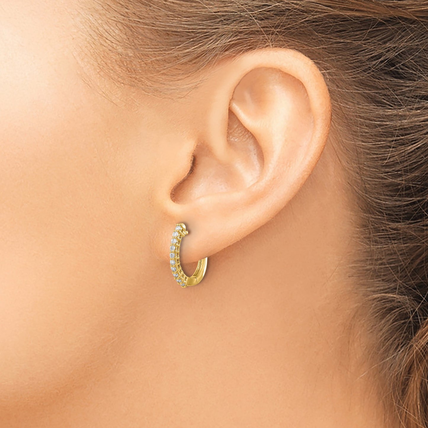 14k 1/4 carat Diamond Hinged Hoop Earrings