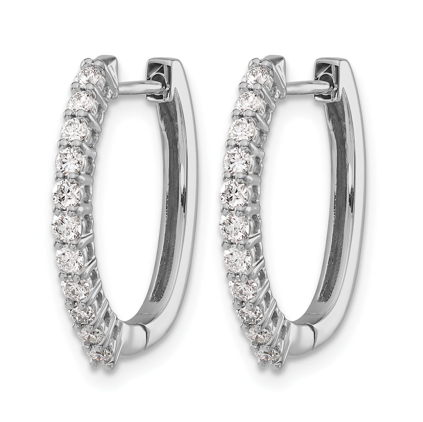 14k White Gold 1/2 carat Diamond Hinged Hoop Earrings