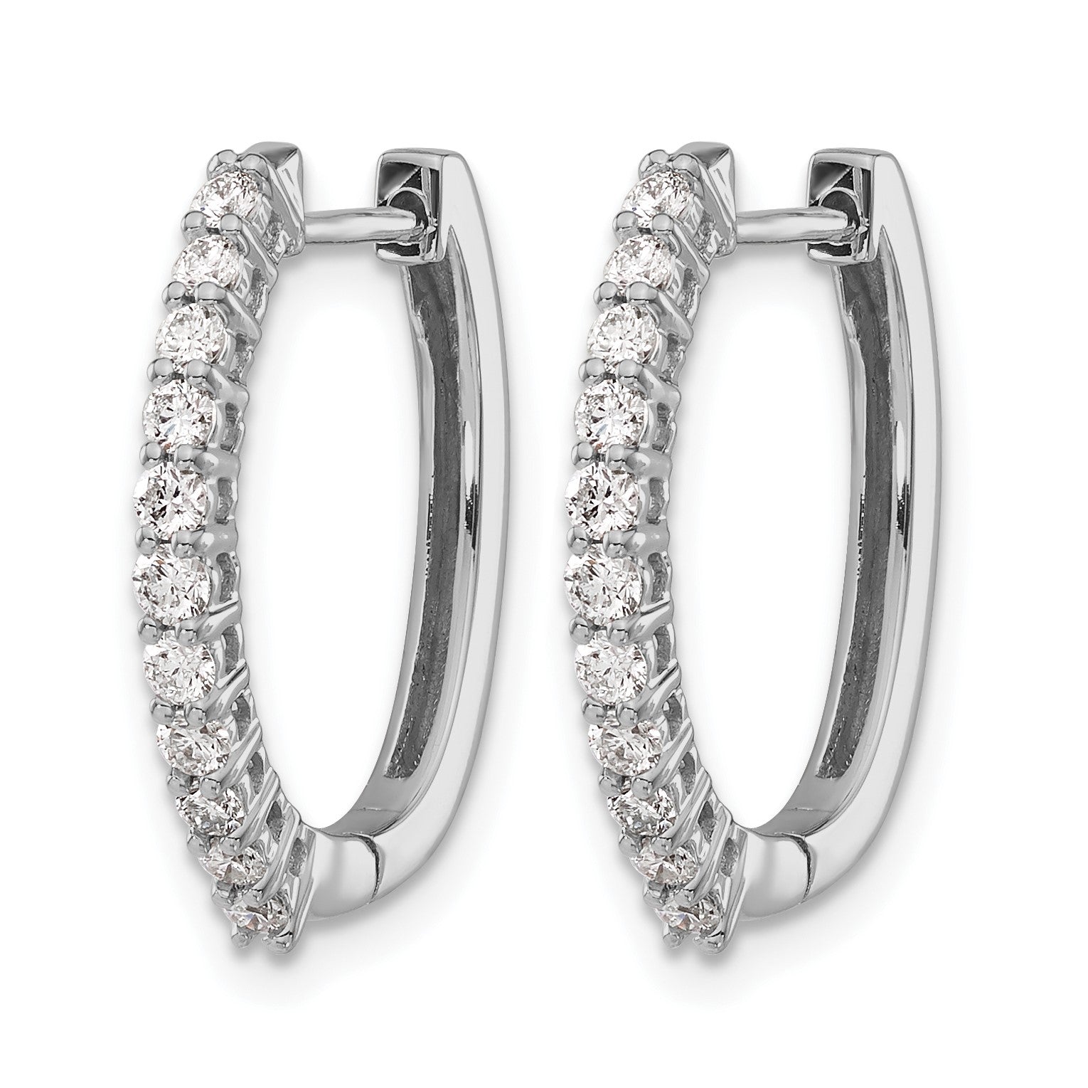 14k White Gold 1/2 carat Diamond Hinged Hoop Earrings