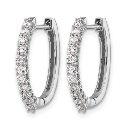 14k White Gold 1/2 carat Diamond Hinged Hoop Earrings