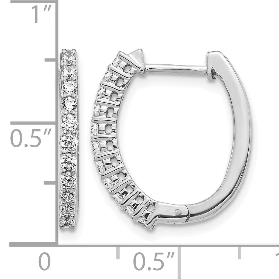 14k White Gold 1/2 carat Diamond Hinged Hoop Earrings
