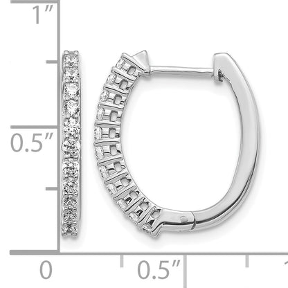 14k White Gold 1/2 carat Diamond Hinged Hoop Earrings