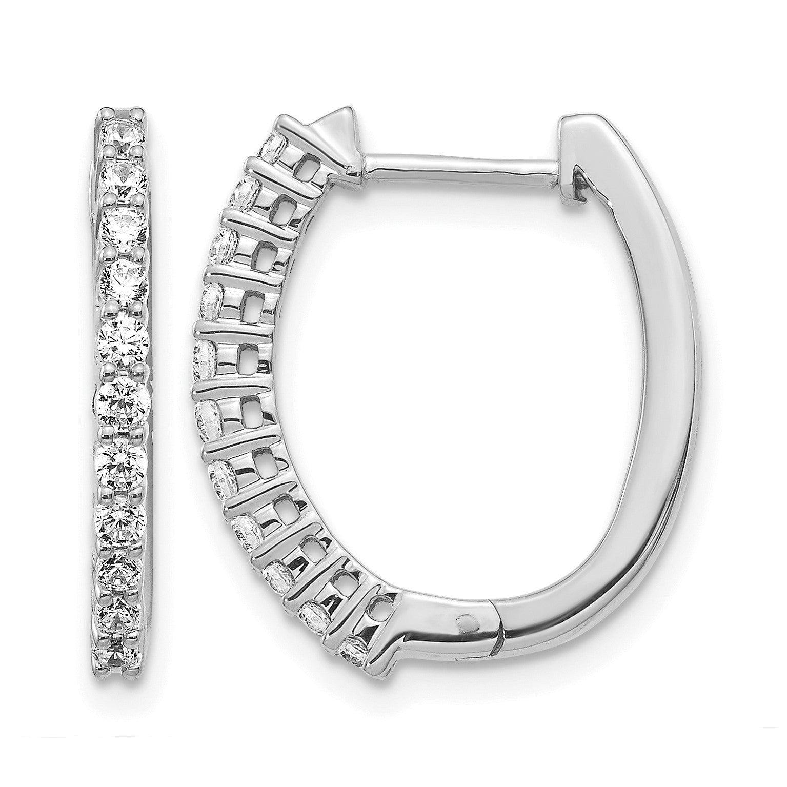 14k White Gold 1/2 carat Diamond Hinged Hoop Earrings