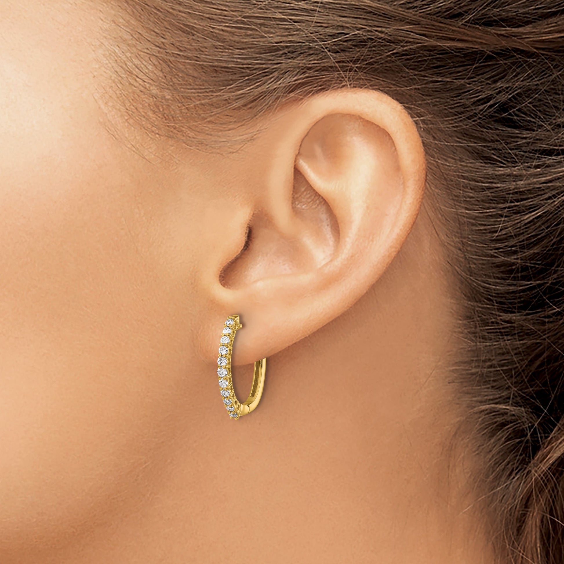 14k 1/2 carat Diamond Hinged Hoop Earrings
