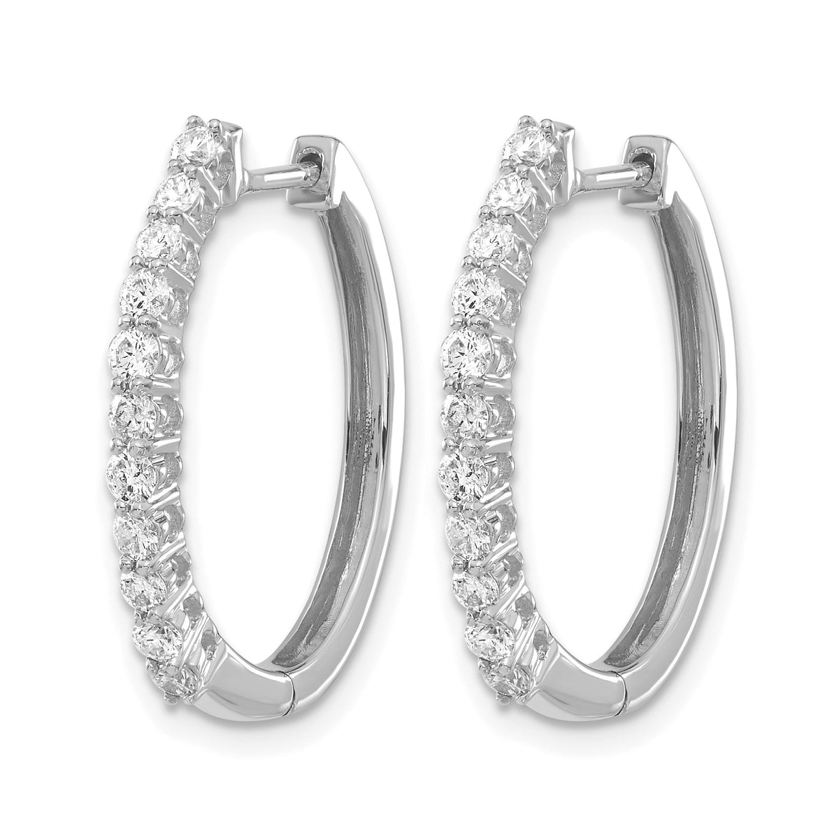 14k White Gold 3/4 carat Diamond Hinged Hoop Earrings