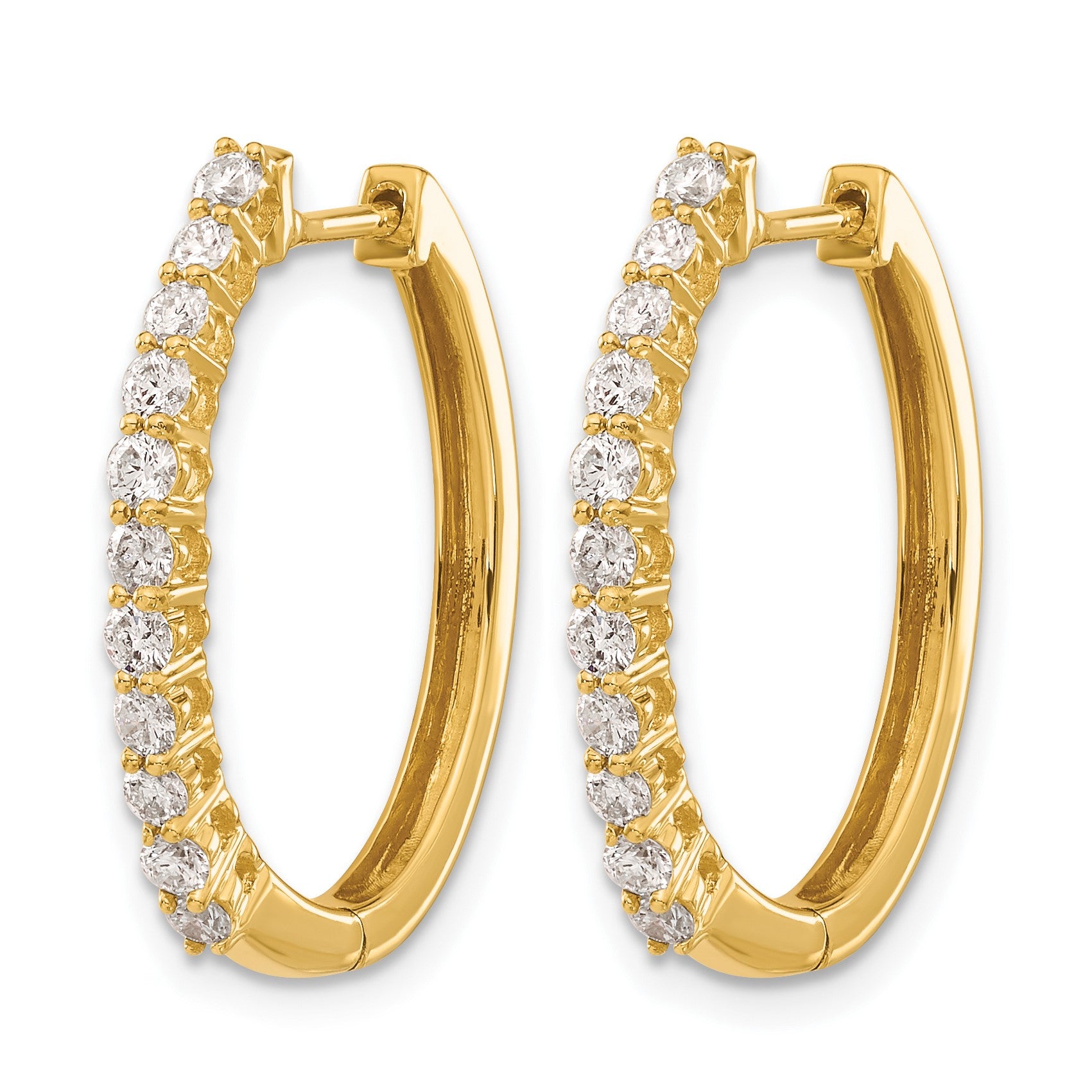 14k 3/4 carat Diamond Hinged Hoop Earrings