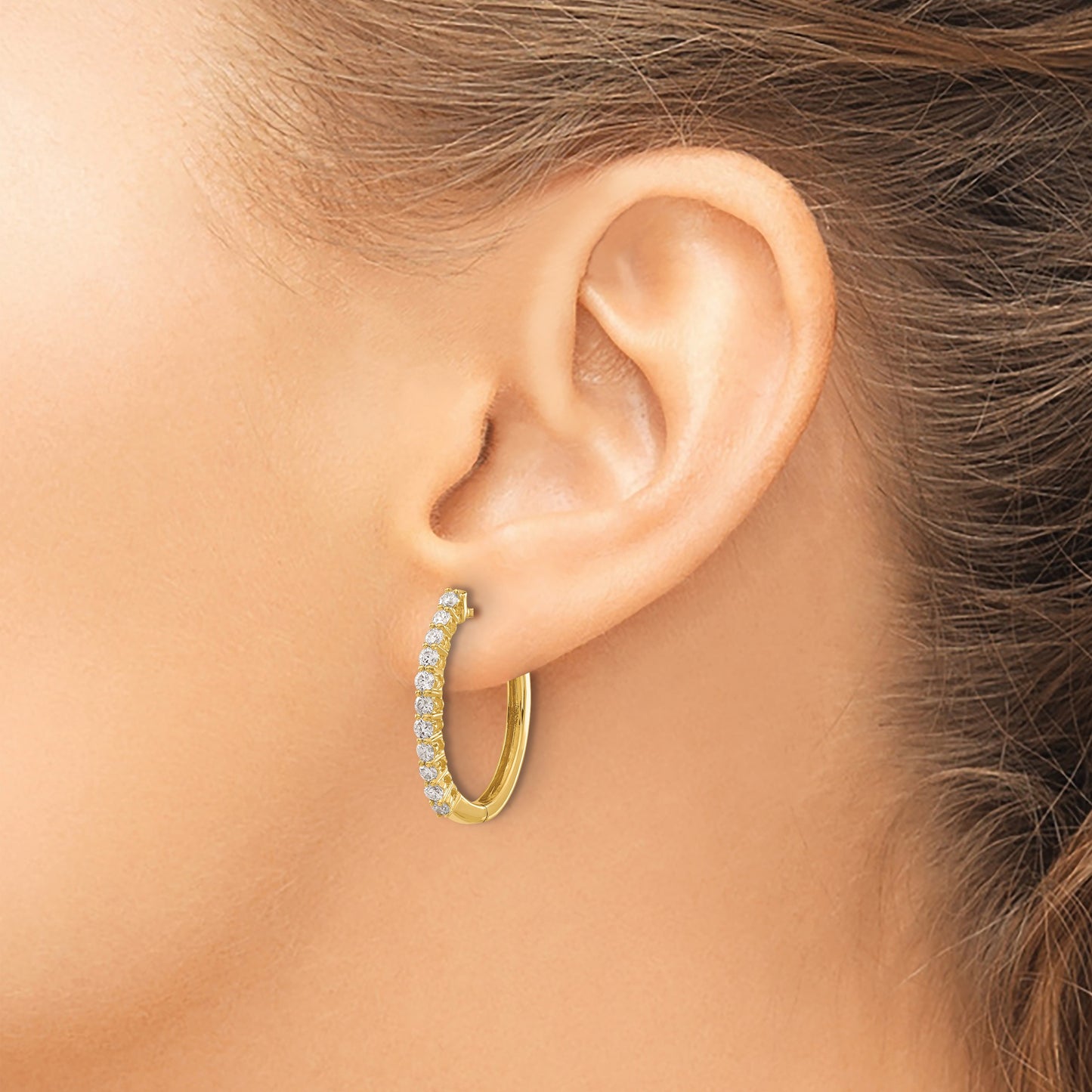 14k 3/4 carat Diamond Hinged Hoop Earrings