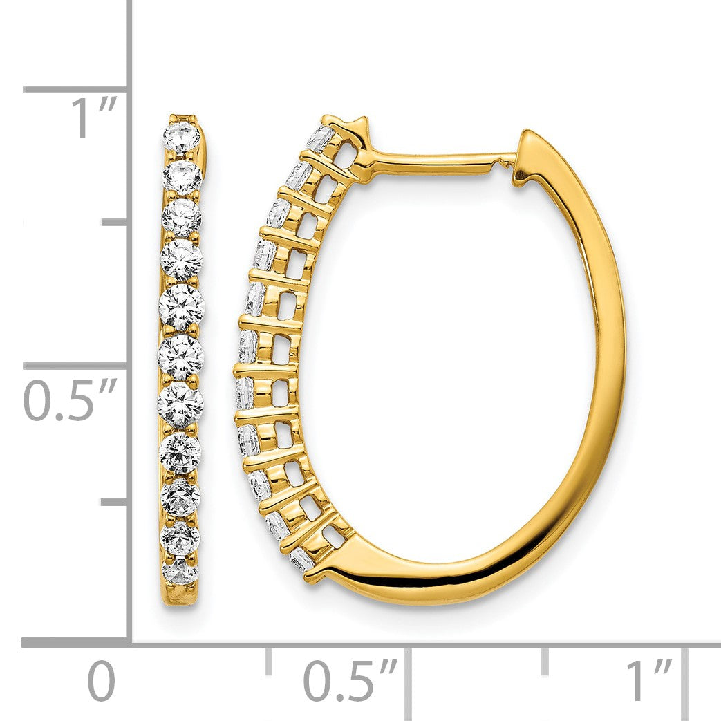 14k 3/4 carat Diamond Hinged Hoop Earrings