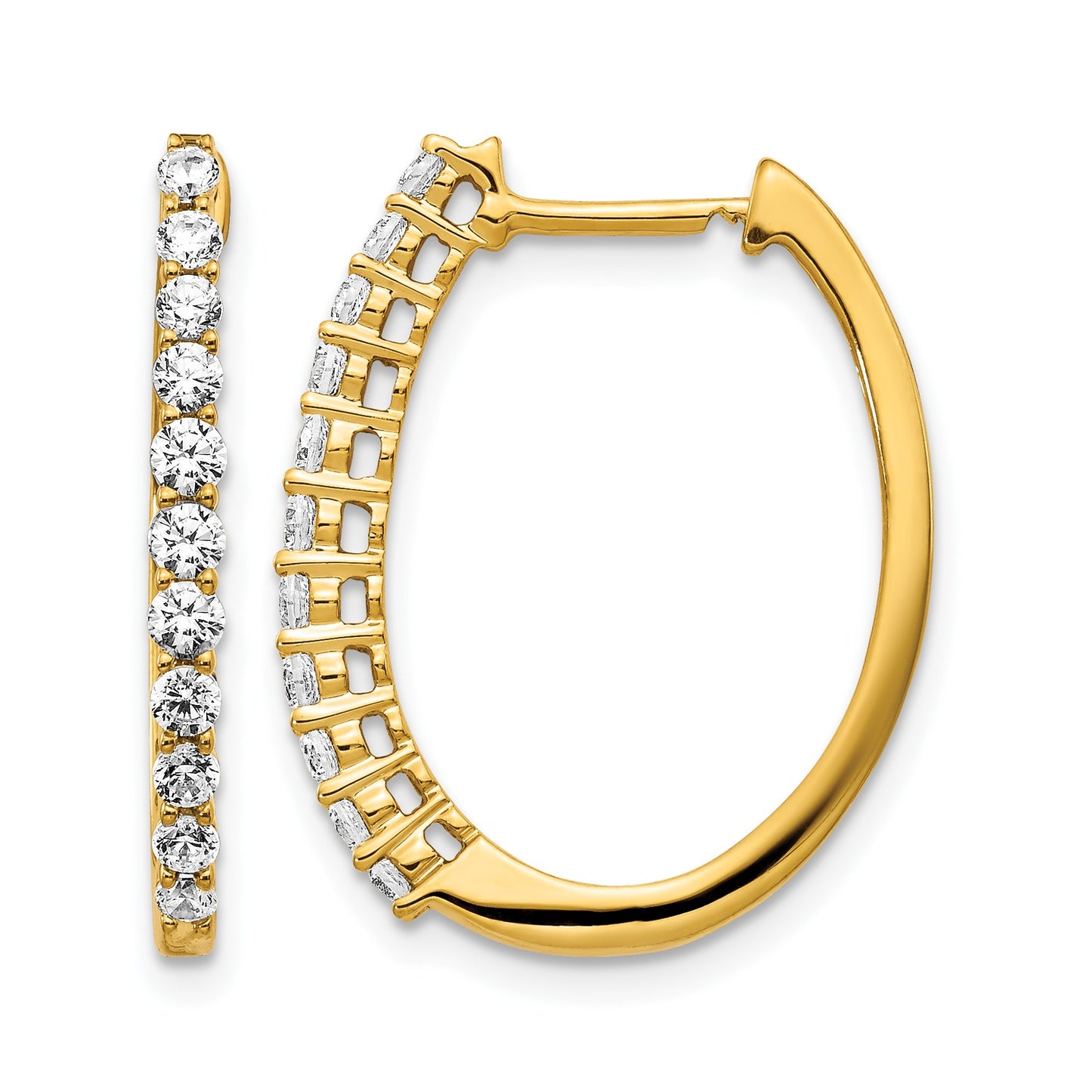 14k 3/4 carat Diamond Hinged Hoop Earrings