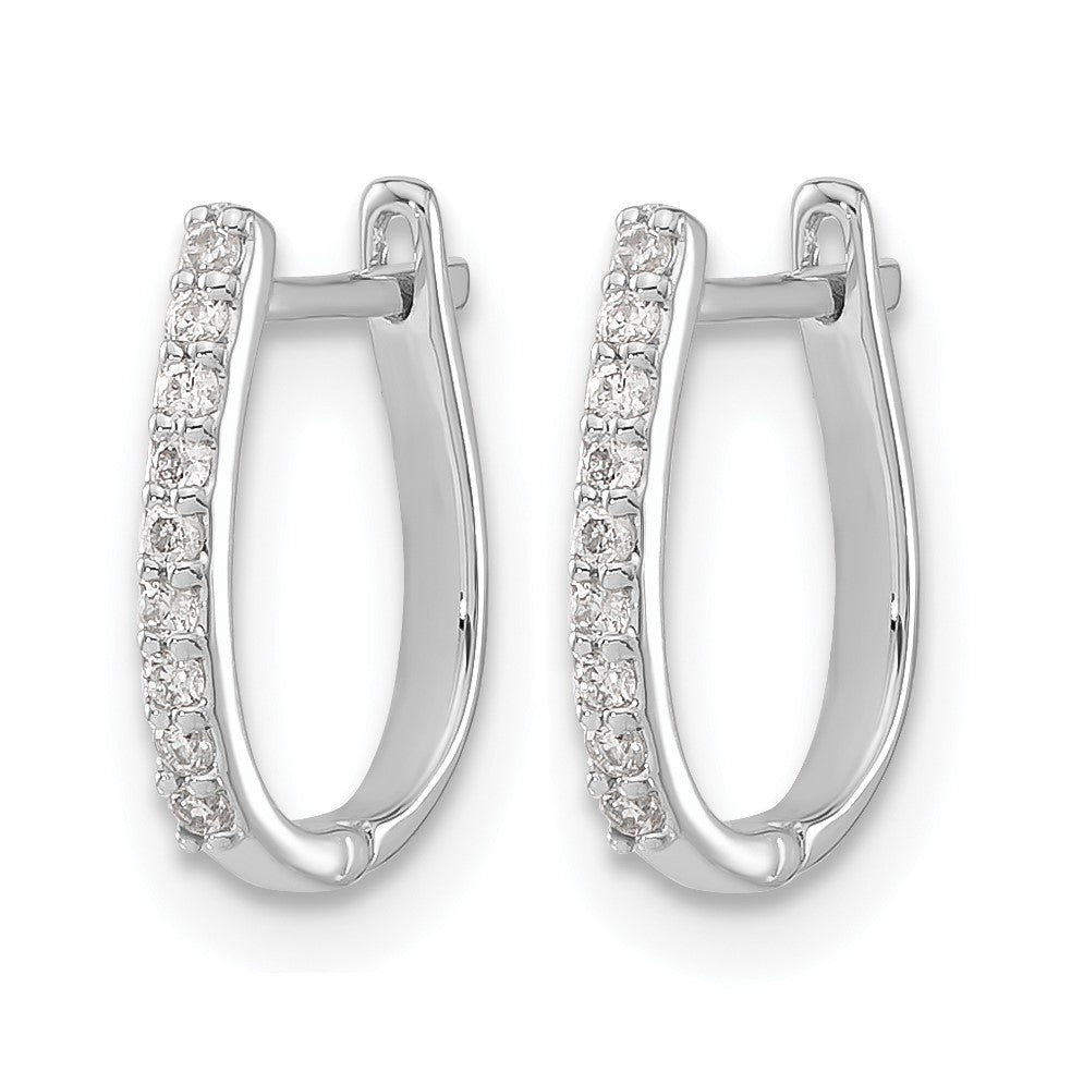 14k White Gold 1/10 carat Diamond Hinged Hoop Earrings