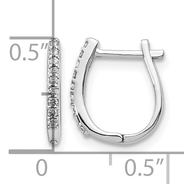 14k White Gold 1/10 carat Diamond Hinged Hoop Earrings